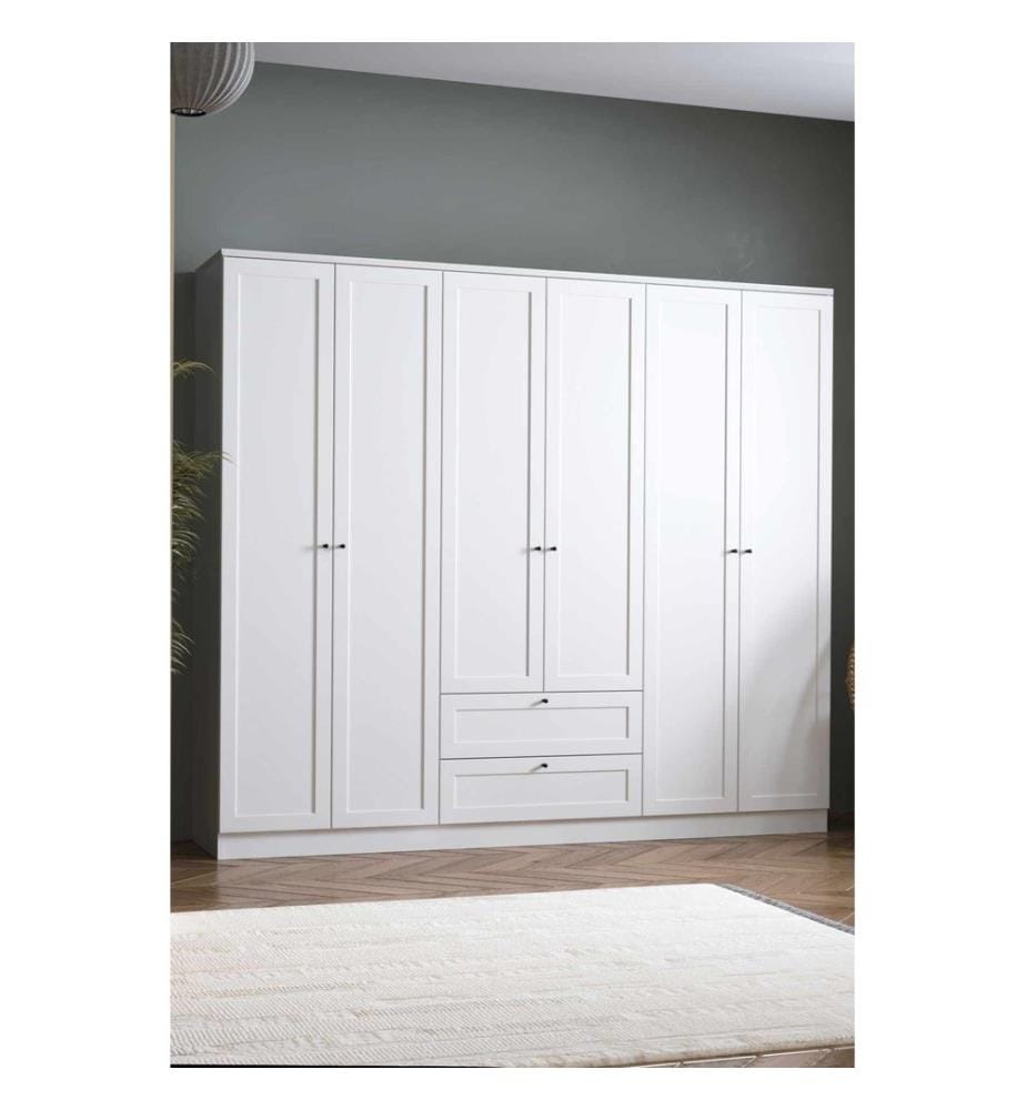 Kleiderschrank, 100 % melaminbeschichtete Spanplatte, Weiss