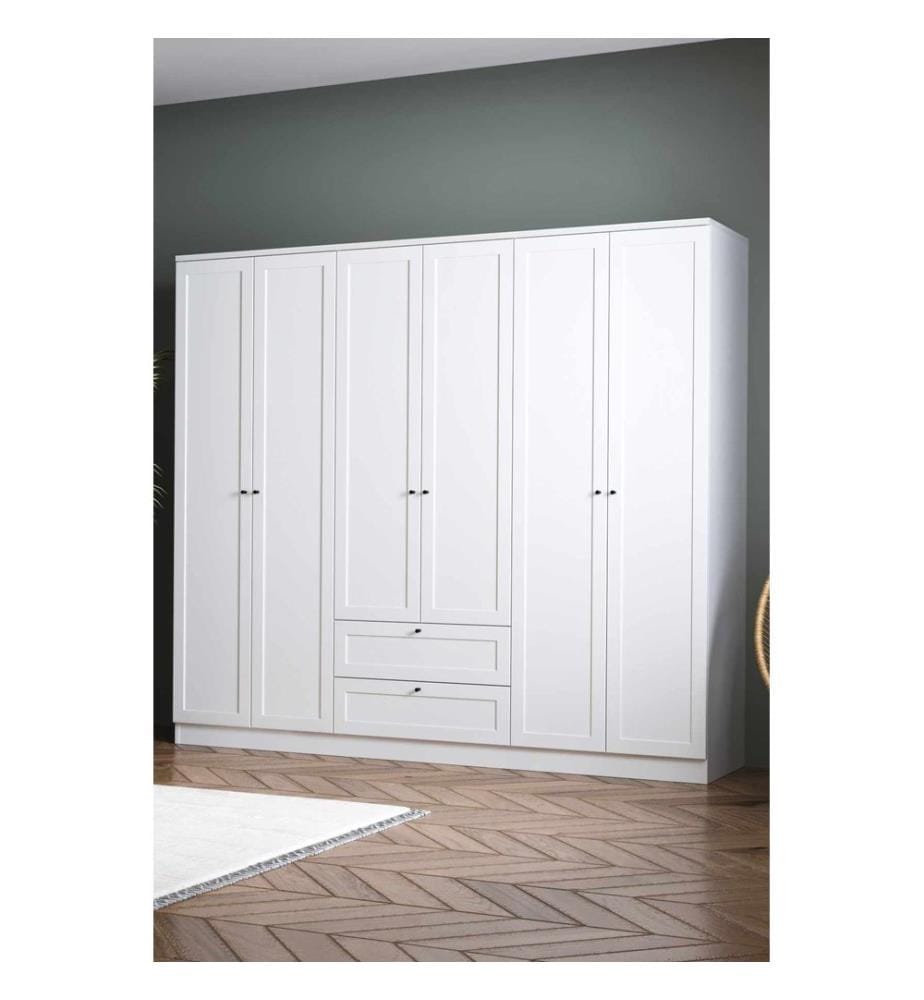 Kleiderschrank, 100 % melaminbeschichtete Spanplatte, Weiss