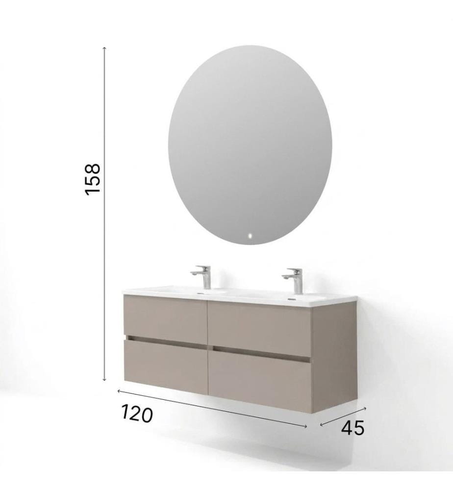 Badezimmerschrank mit Waschbecken und Spiegel, 2-teilig, 100 % melaminbeschichtete Spanplatte, Kaffeebraun matt