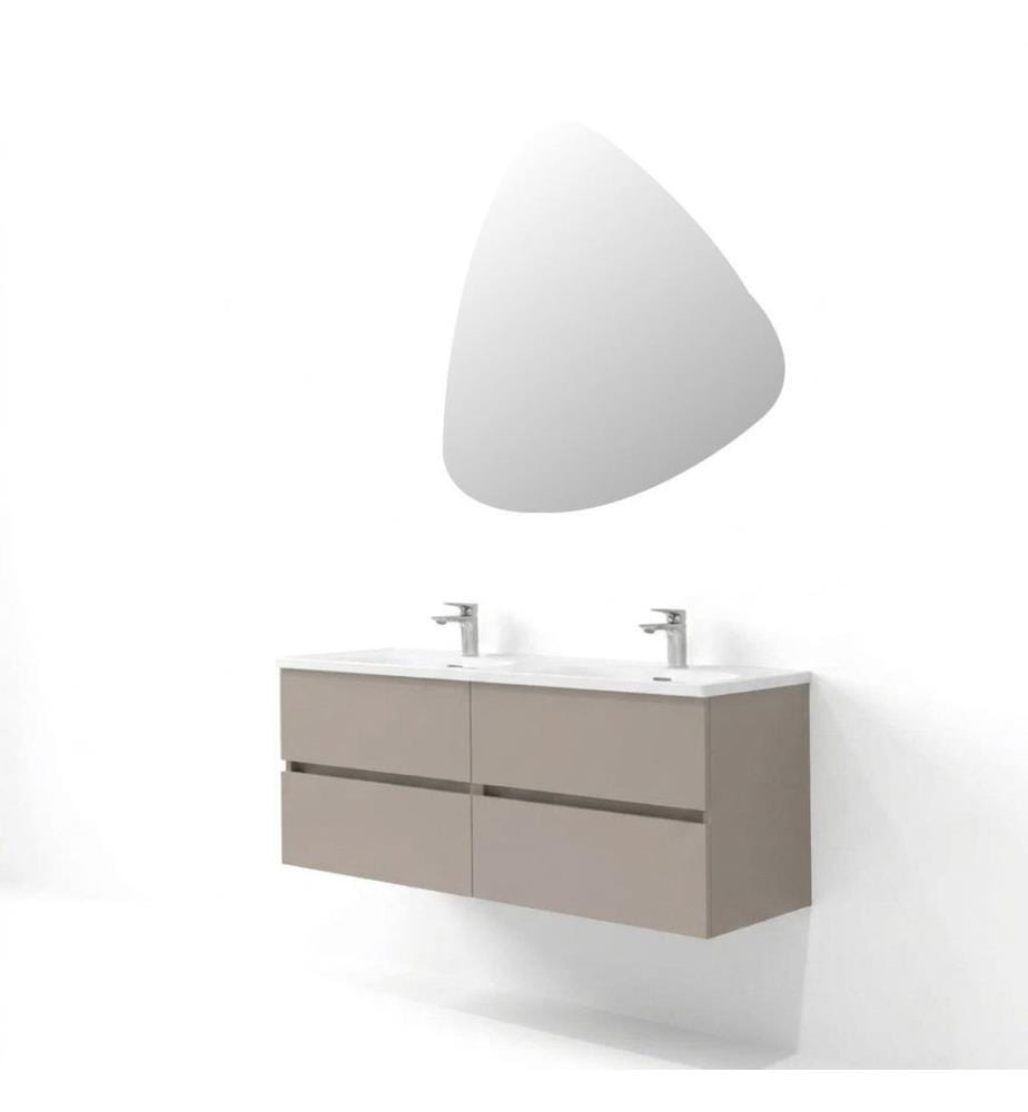 Badezimmerschrank mit Waschbecken und Spiegel, 2-teilig, 100 % melaminbeschichtete Spanplatte, Kaffeebraun matt