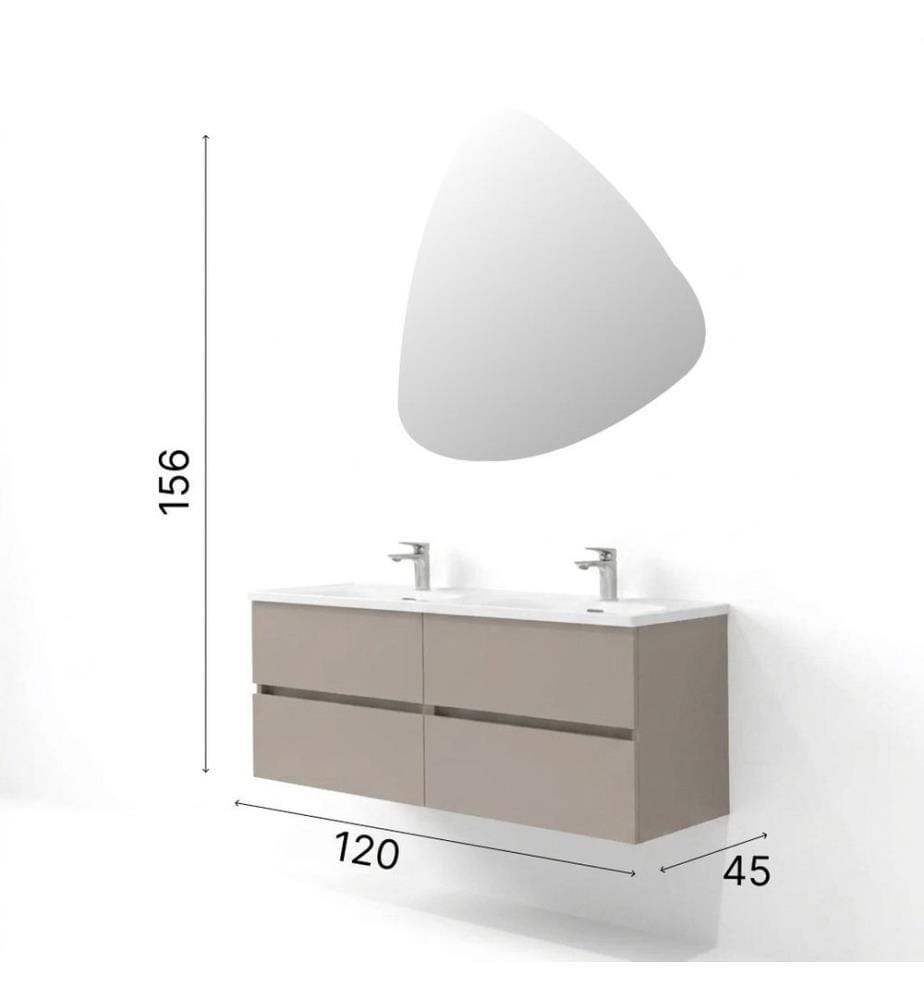 Badezimmerschrank mit Waschbecken und Spiegel, 2-teilig, 100 % melaminbeschichtete Spanplatte, Kaffeebraun matt
