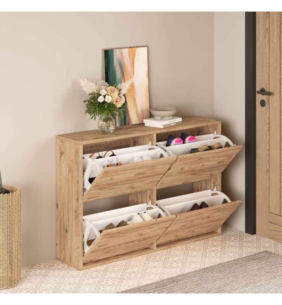 Schuhschrank, 100 % melaminbeschichtete Spanplatte, Walnuss