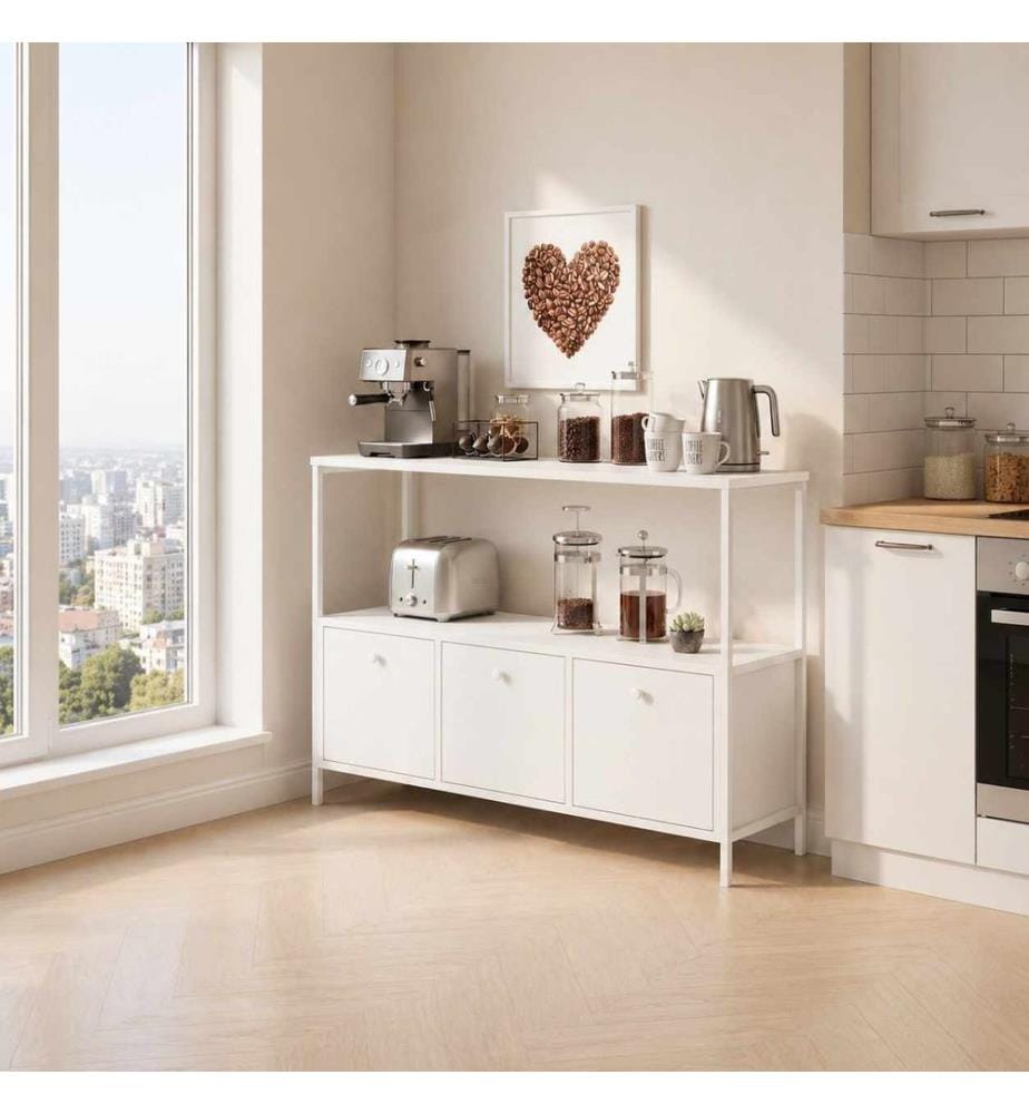 Meuble de cuisine, panneau de particules 100 % mélaminé, blanc