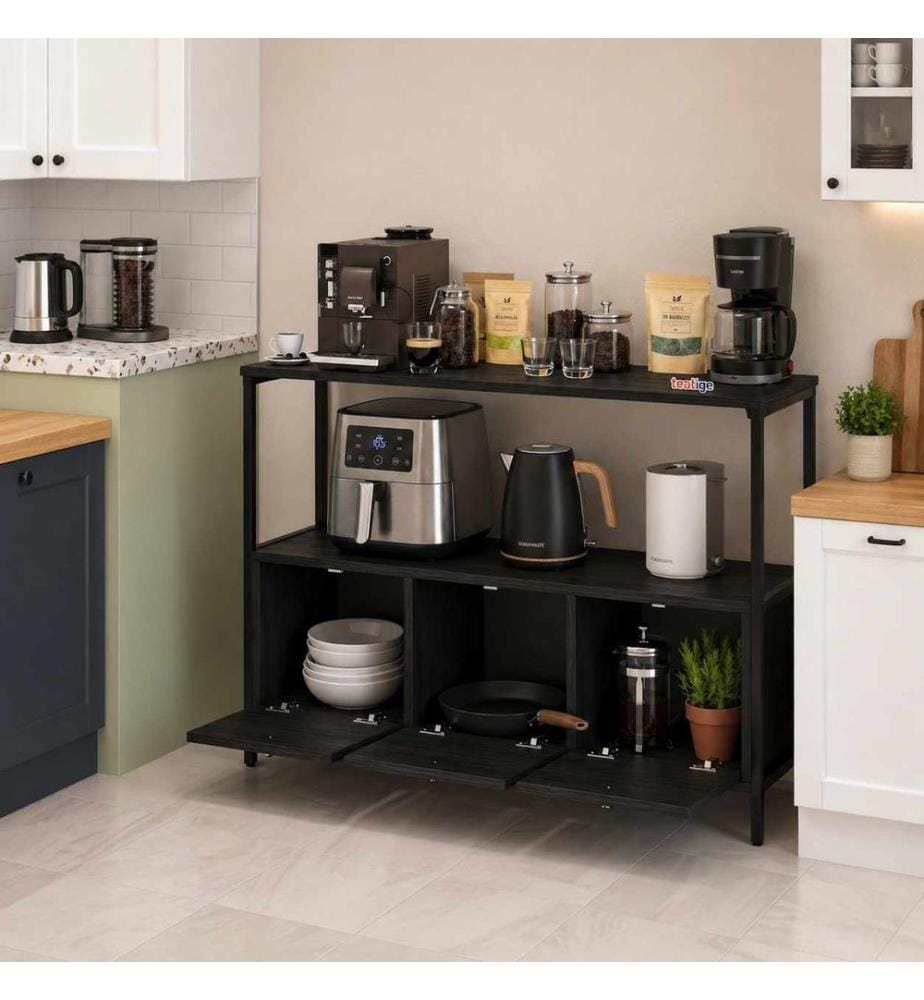 Meuble de cuisine, panneau de particules 100 % mélaminé, noir