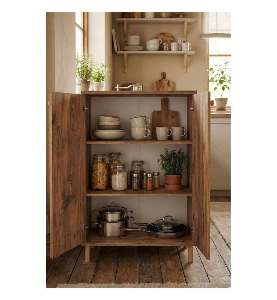 Armoire multifonctionnelle, panneau de particules 100 % mélaminé, pin