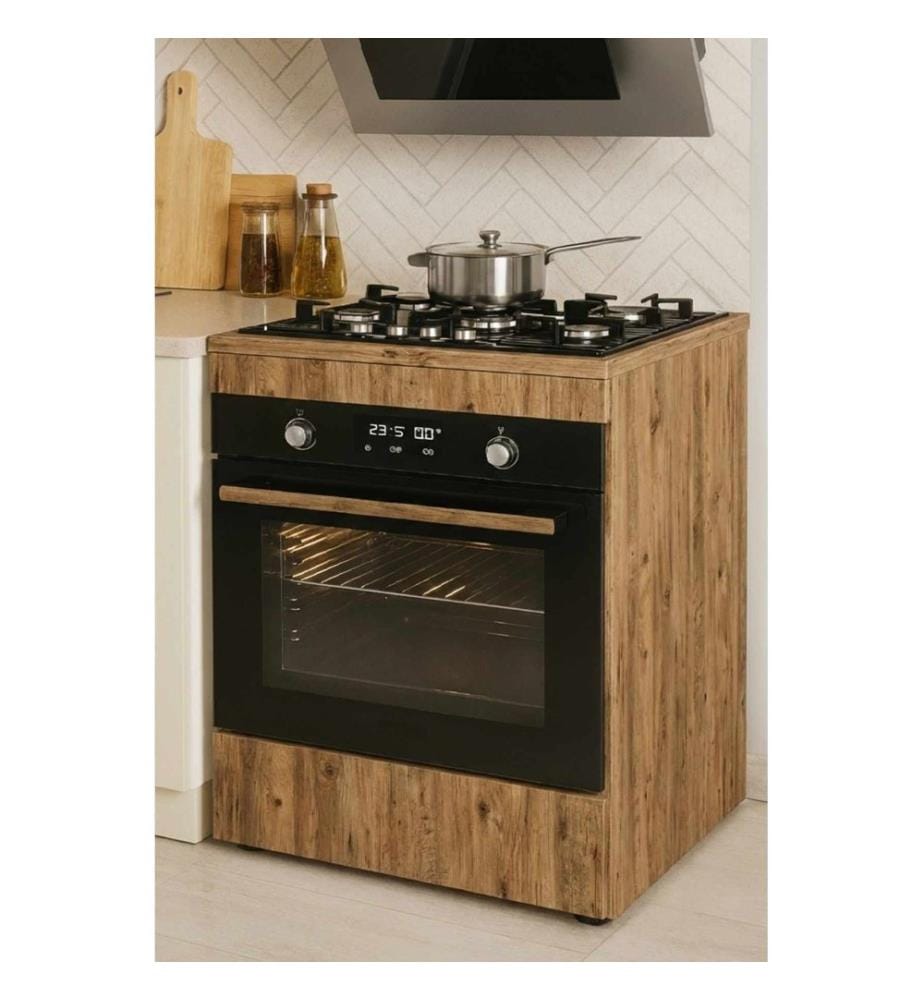 Meuble pour four encastrable, panneau de particules 100 % mélaminé, pin