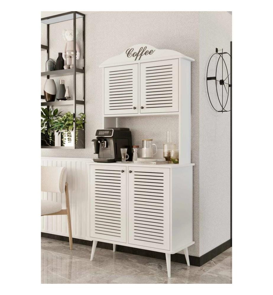 Kaffeebar-Schrank, 100 % laminierte MDF-Platte, Weiss