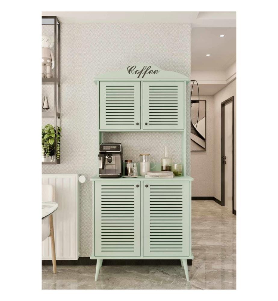 Kaffeebar-Schrank, 100 % laminierte MDF-Platte, Mint