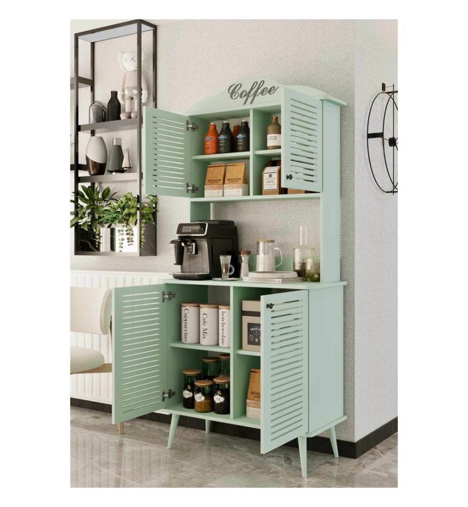 Kaffeebar-Schrank, 100 % laminierte MDF-Platte, Mint