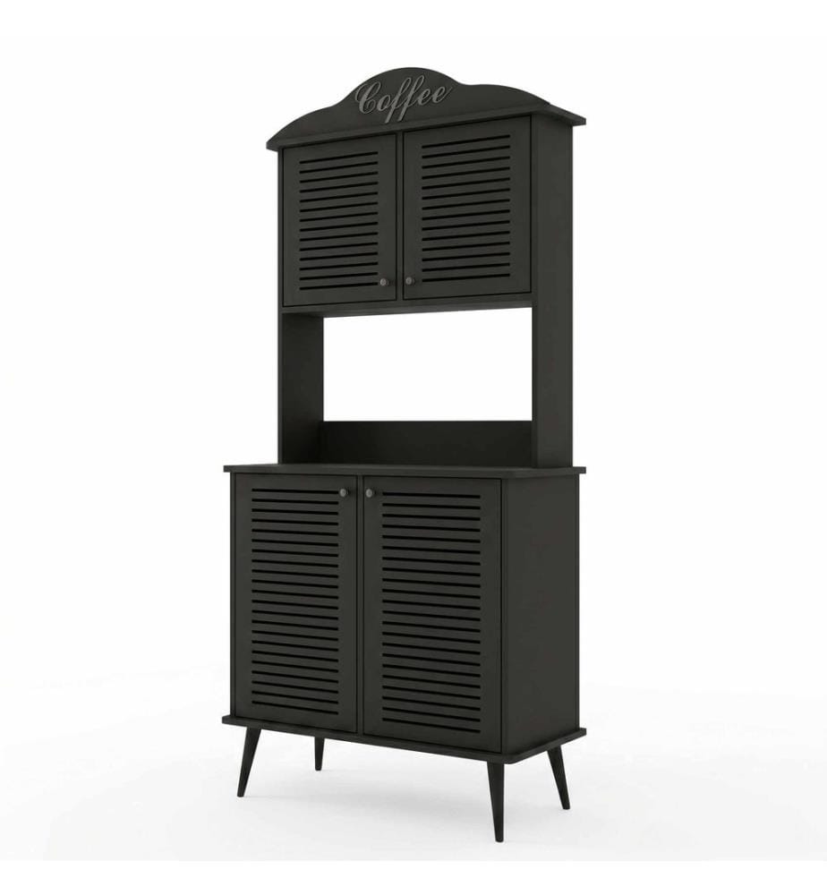 Kaffeebar-Schrank, 100 % laminierte MDF-Platte, Schwarz