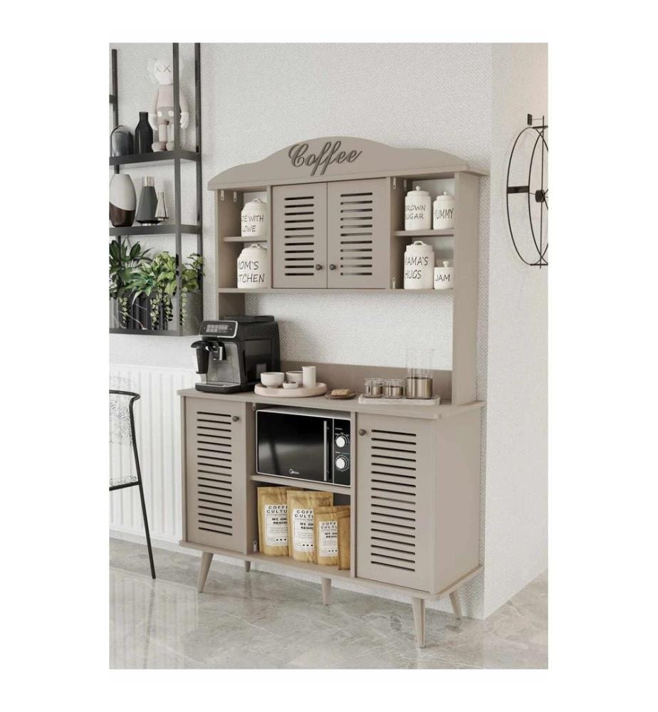 Kaffeebar-Schrank, 100 % laminierte MDF-Platte, Sandstein