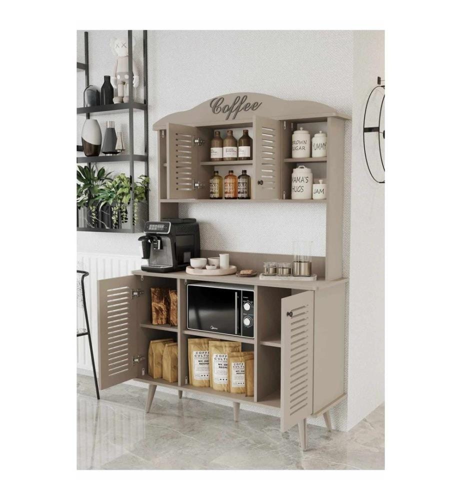 Kaffeebar-Schrank, 100 % laminierte MDF-Platte, Sandstein
