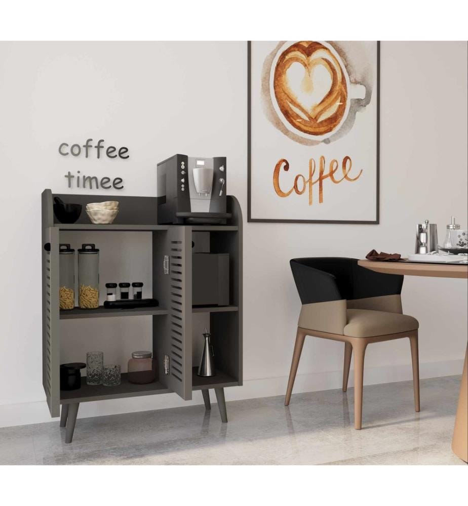Kaffeebarschrank, 100 % laminierte MDF-Platte, Grau