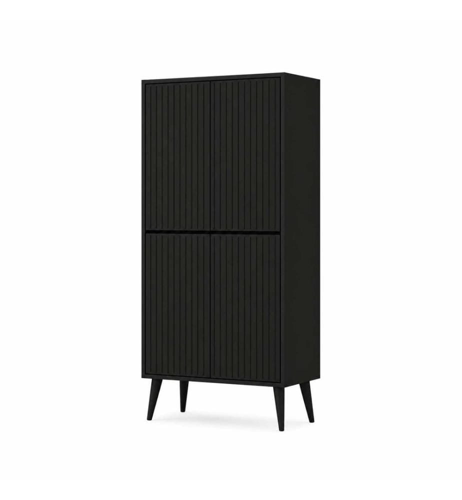 Küchenschrank, 100 % laminierte MDF-Platte, Schwarz