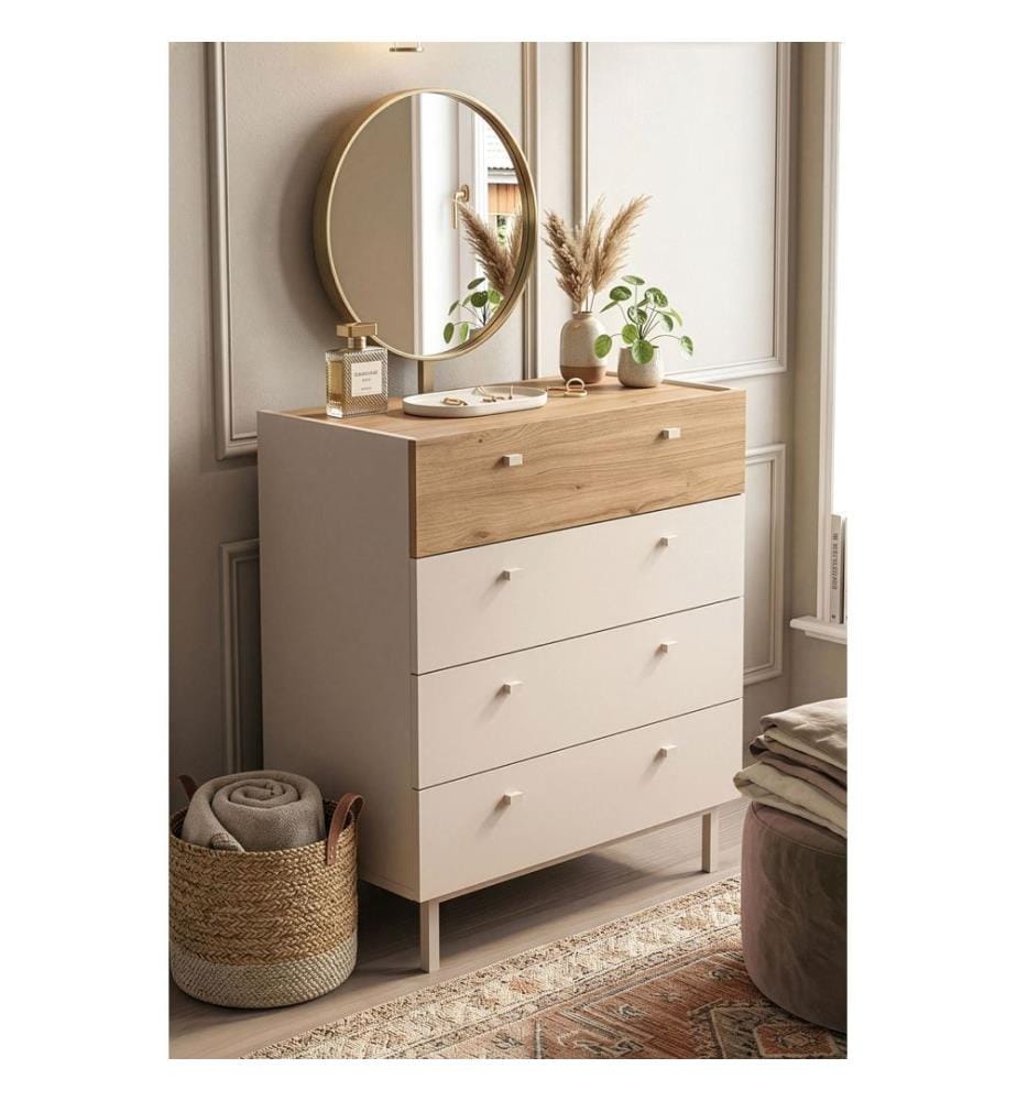 Kommode, 100 % melaminbeschichtete Spanplatte, Sand, Eiche