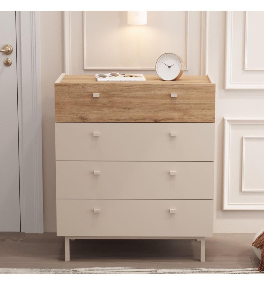 Kommode, 100 % melaminbeschichtete Spanplatte, Sand, Eiche