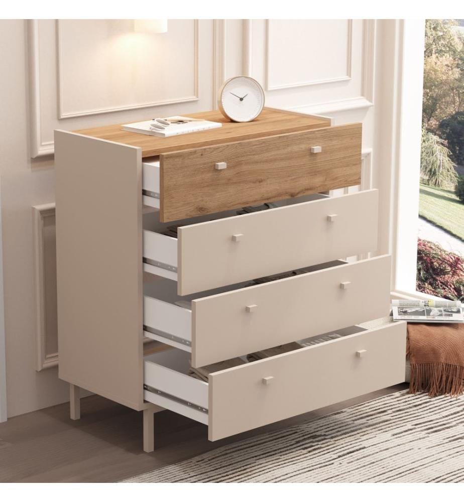 Kommode, 100 % melaminbeschichtete Spanplatte, Sand, Eiche