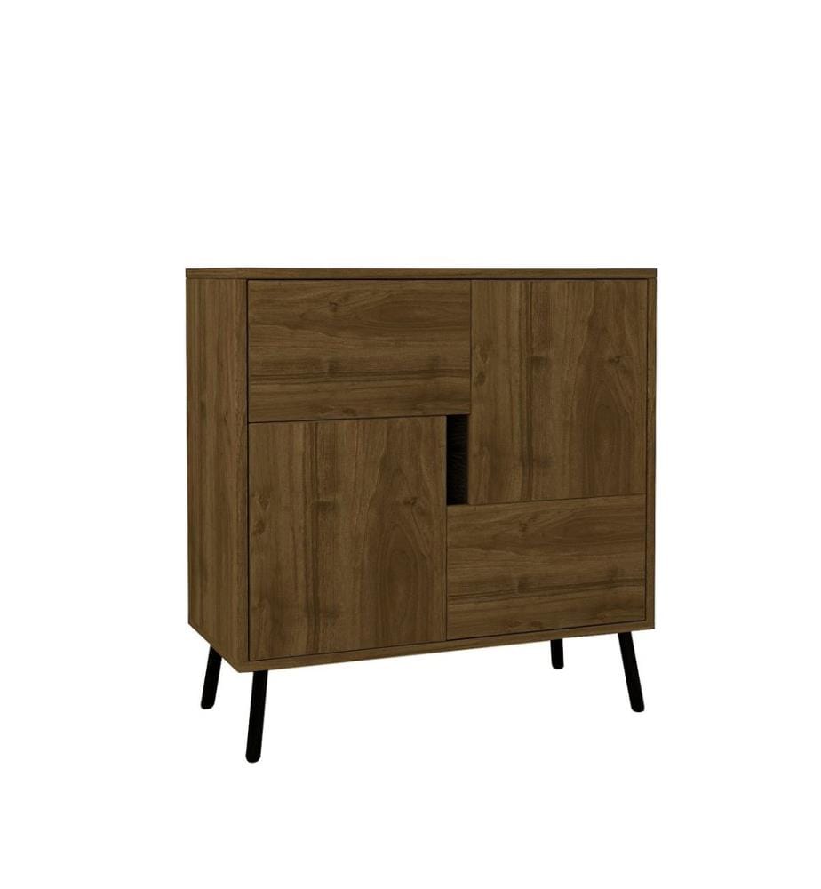 Mehrzweckschrank, 100 % melaminbeschichtete Spanplatte, Istanbul-Walnuss, schwarzes Holz