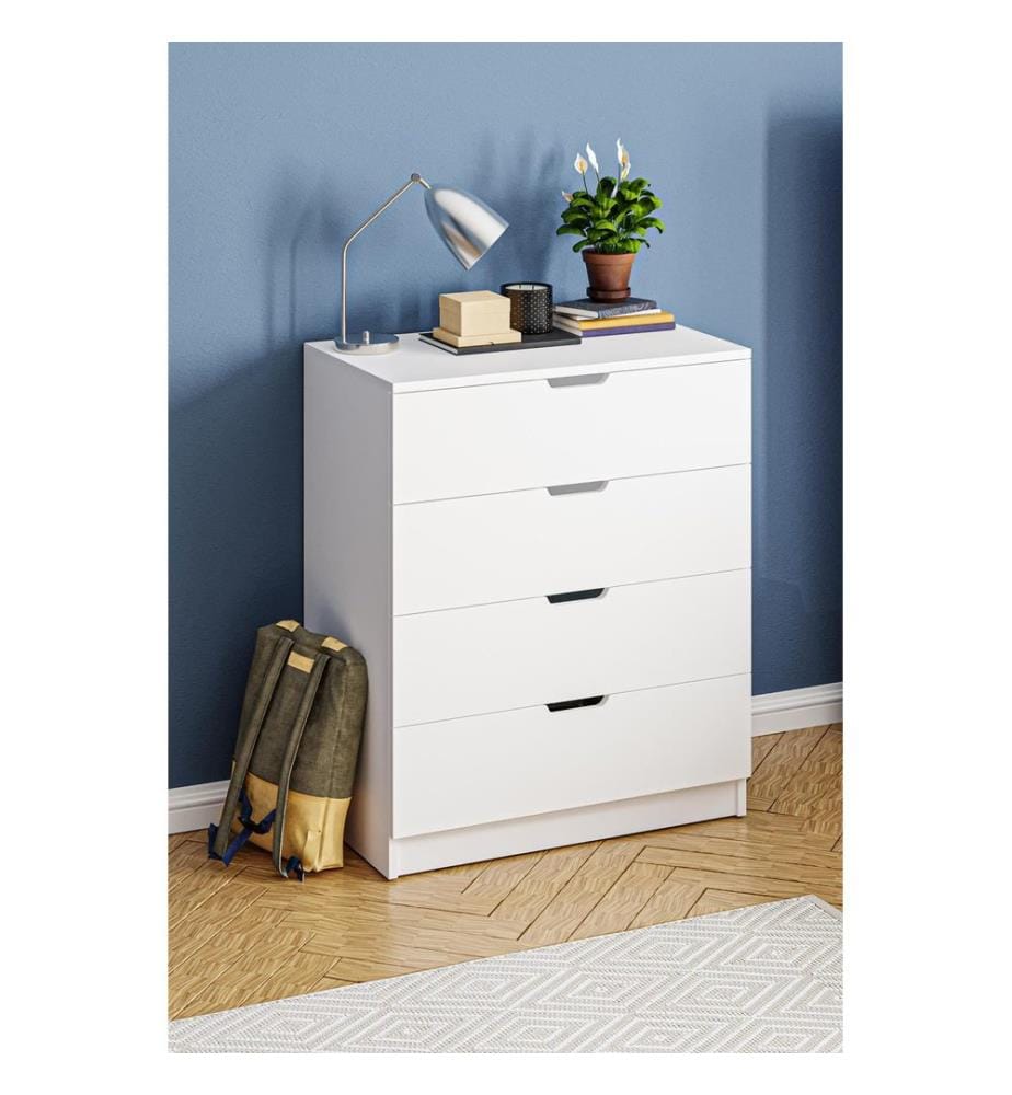 Commode, panneaux de particules 100 % mélaminés, blancs