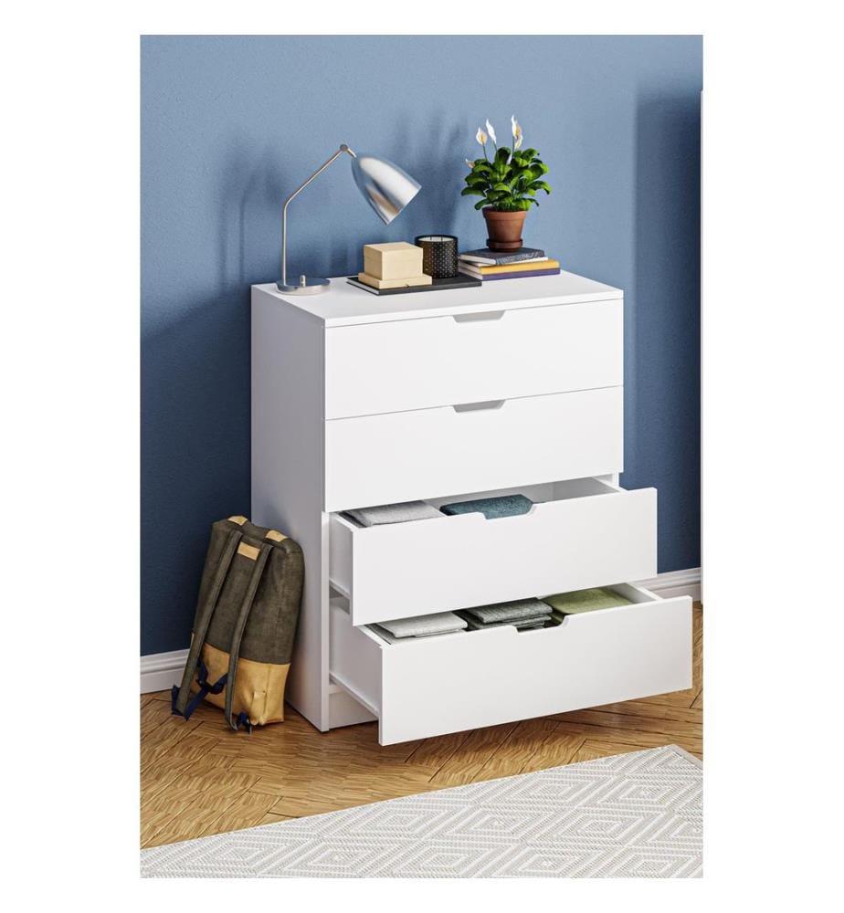 Commode, panneaux de particules 100 % mélaminés, blancs