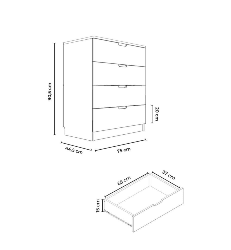 Commode, panneaux de particules 100 % mélaminés, blancs