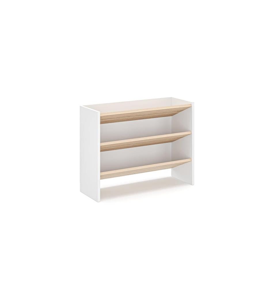 Schuhschrank, 100 % melaminbeschichtete Spanplatte, Sonomo-Eiche, Weiss