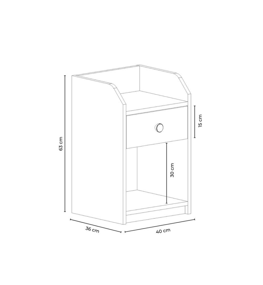 Table de chevet, panneau de particules 100 % mélaminé, blanc