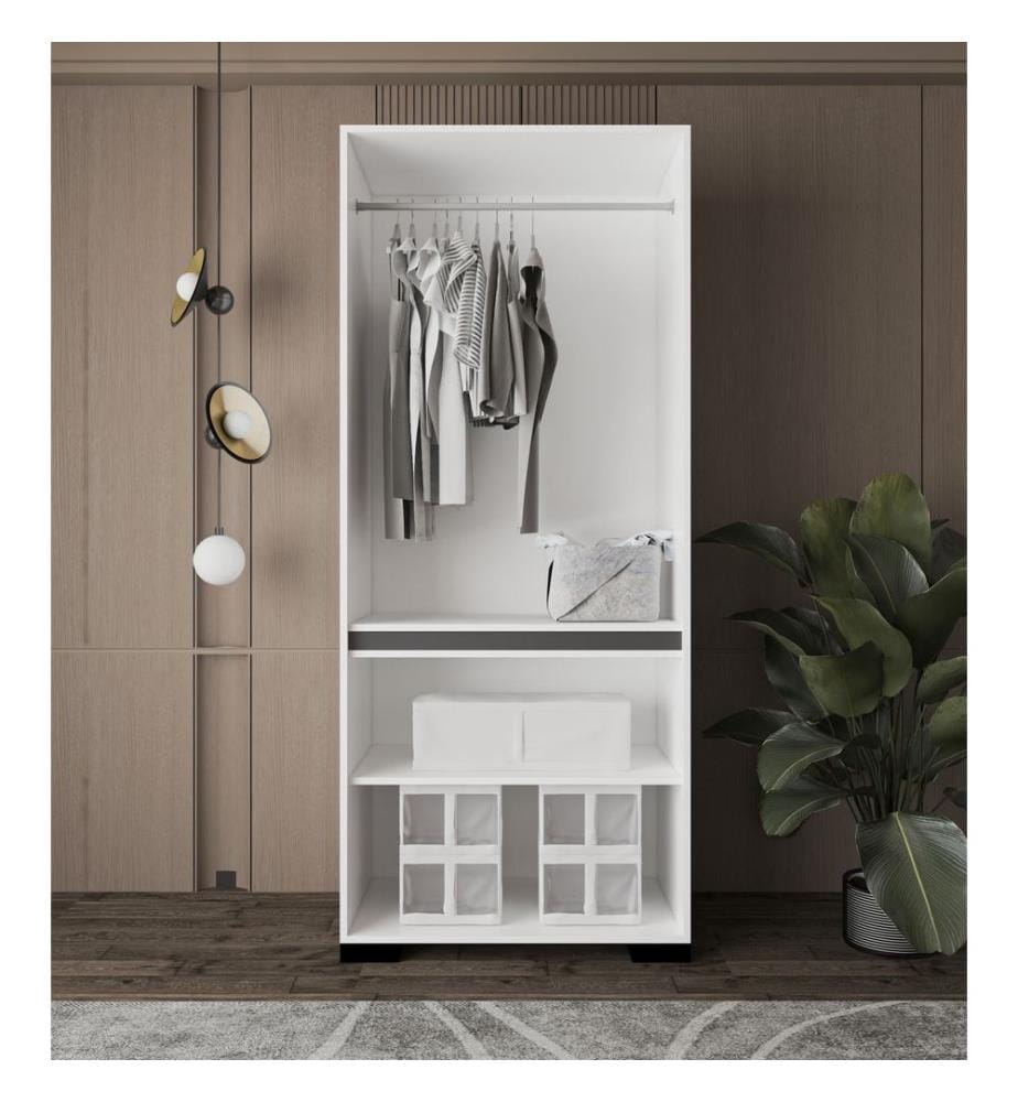 Kleiderschrank, 100 % melaminbeschichtete Spanplatte, Weiss