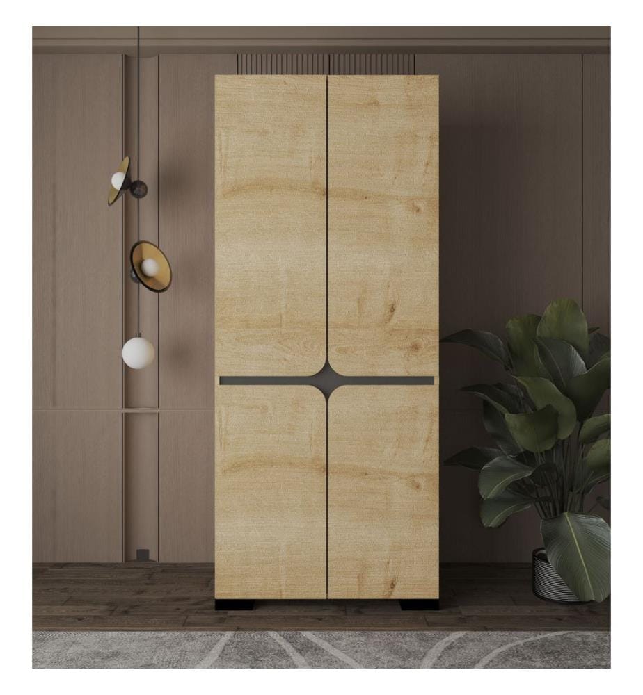 Armoire, panneaux de particules 100 % mélaminés, chêne saphir