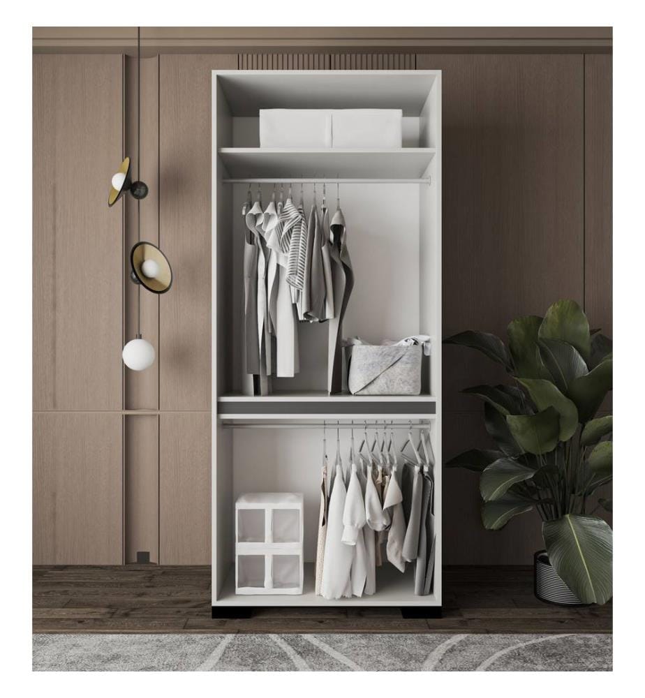 Kleiderschrank, 100 % melaminbeschichtete Spanplatte, Grau