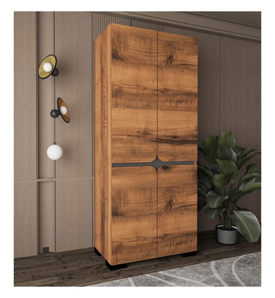 Kleiderschrank, 100 % melaminbeschichtete Spanplatte, Walnuss