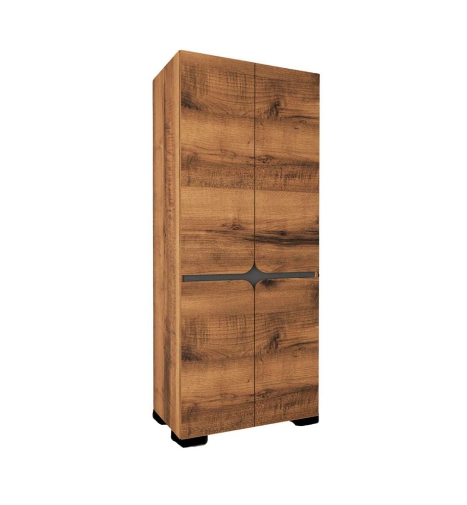 Kleiderschrank, 100 % melaminbeschichtete Spanplatte, Walnuss