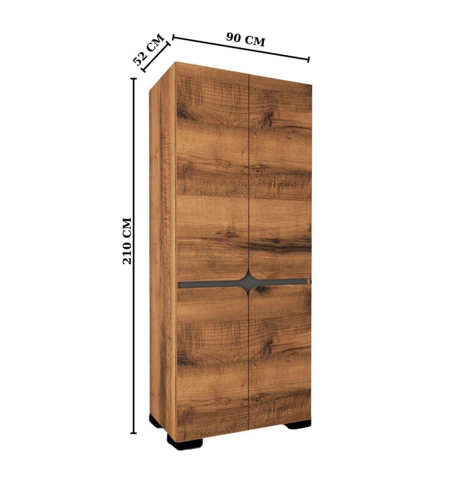 Kleiderschrank, 100 % melaminbeschichtete Spanplatte, Walnuss