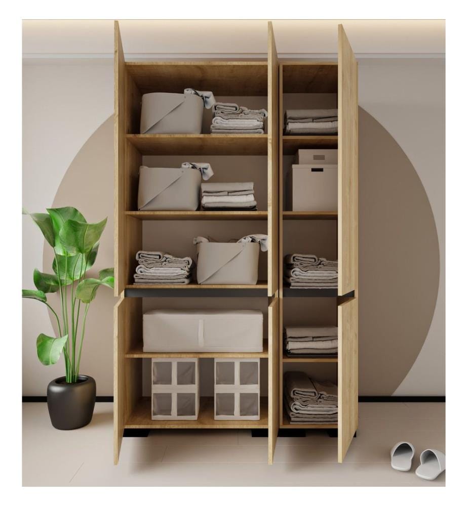 Kleiderschrank, 100 % melaminbeschichtete Spanplatte, Saphir-Eiche, Anthrazit