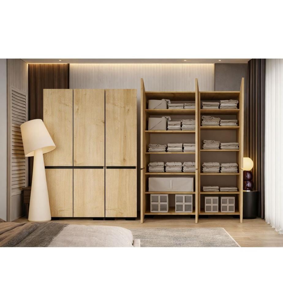 Kleiderschrank, 100 % melaminbeschichtete Spanplatte, Saphir-Eiche, Anthrazit