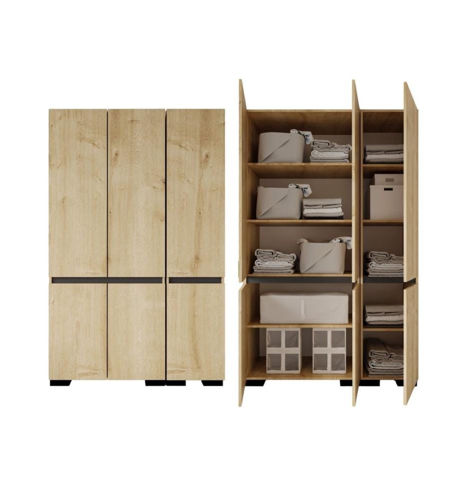 Kleiderschrank, 100 % melaminbeschichtete Spanplatte, Saphir-Eiche, Anthrazit
