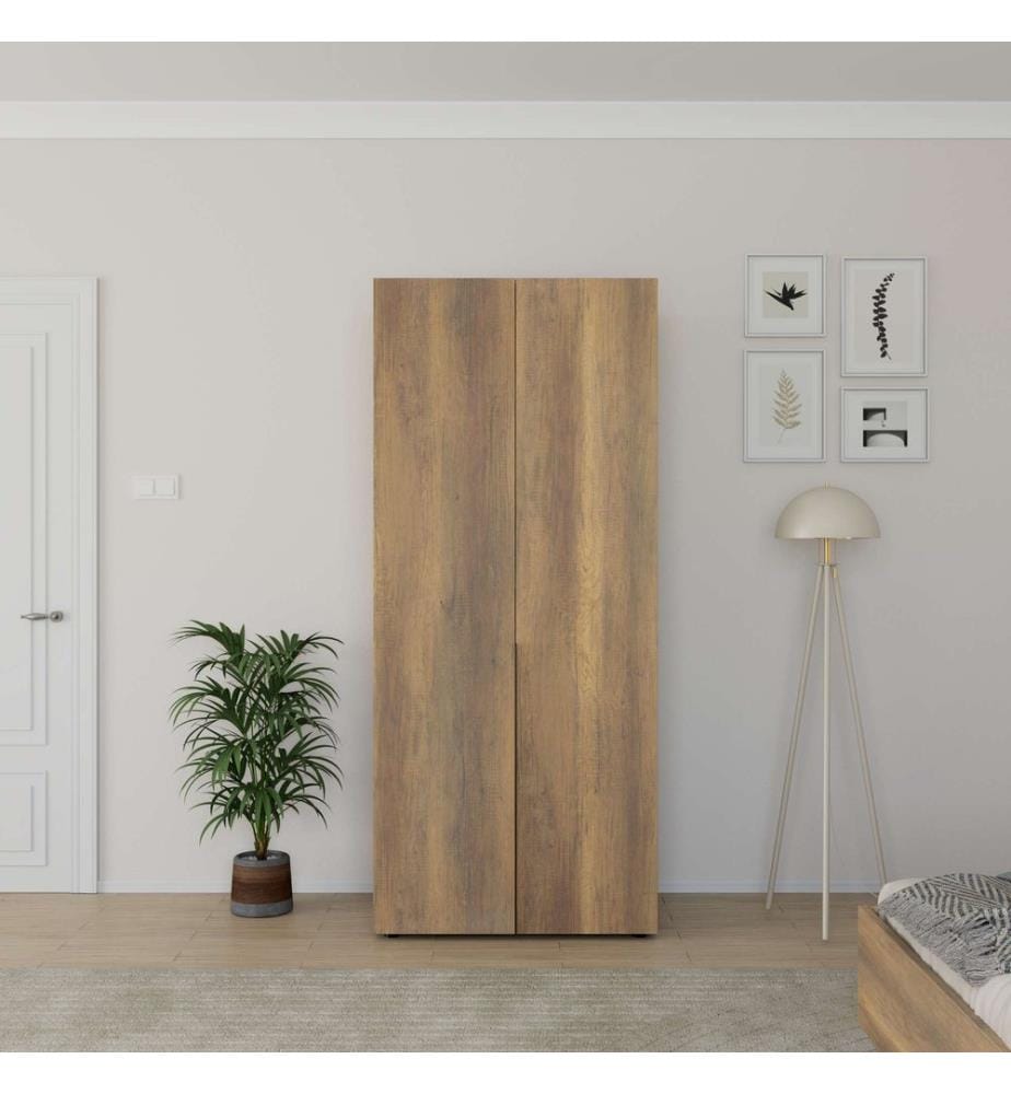 Kleiderschrank, 100 % melaminbeschichtete Spanplatte, Walnuss