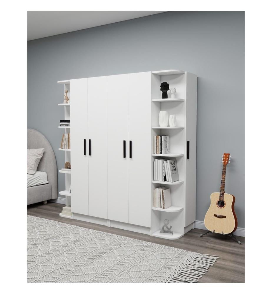 Kleiderschrank, 100 % melaminbeschichtete Spanplatte, Weiss