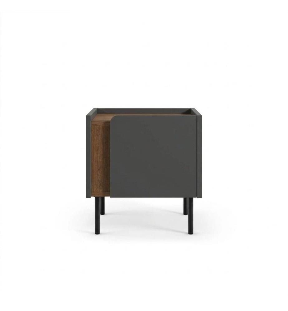 Table de chevet, panneau de particules 100 % mélaminé, chêne Sepet, anthracite, noir