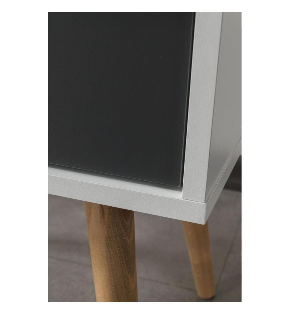 Nachttisch, 100 % melaminbeschichtete Spanplatte, Weiss, Anthrazit
