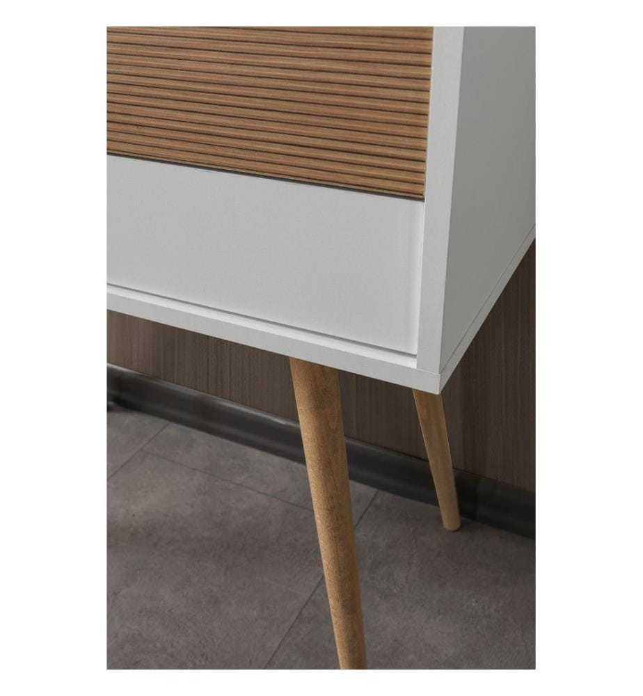 Kommode, 100 % melaminbeschichtete Spanplatte, Weiss, Walnuss