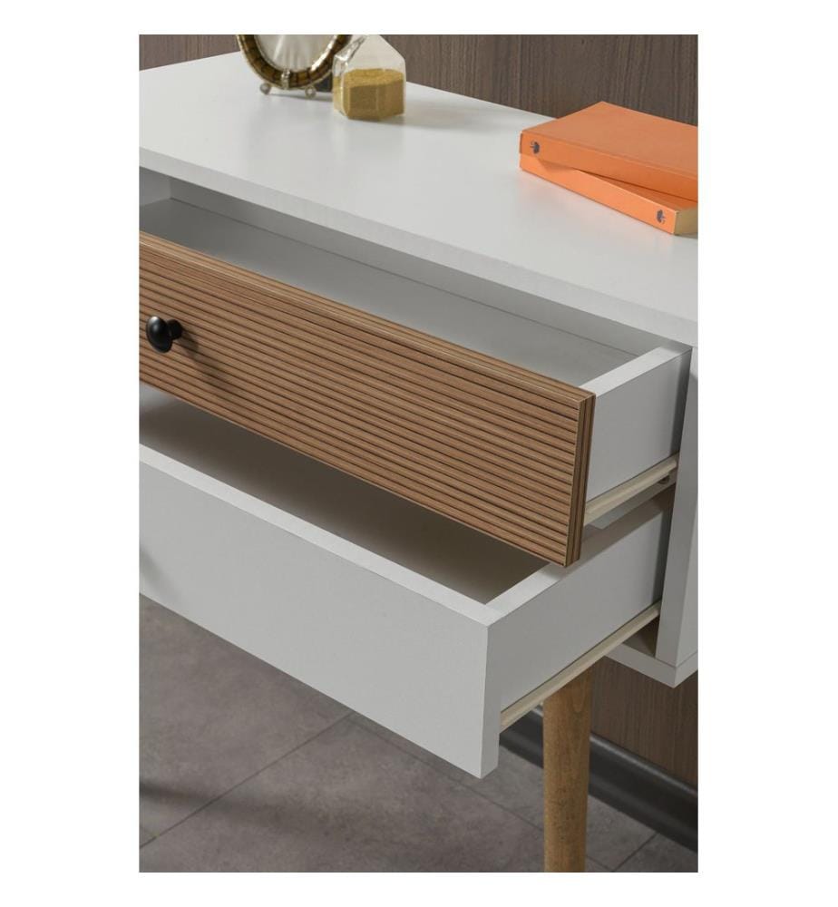 Kommode, 100 % melaminbeschichtete Spanplatte, Weiss, Walnuss