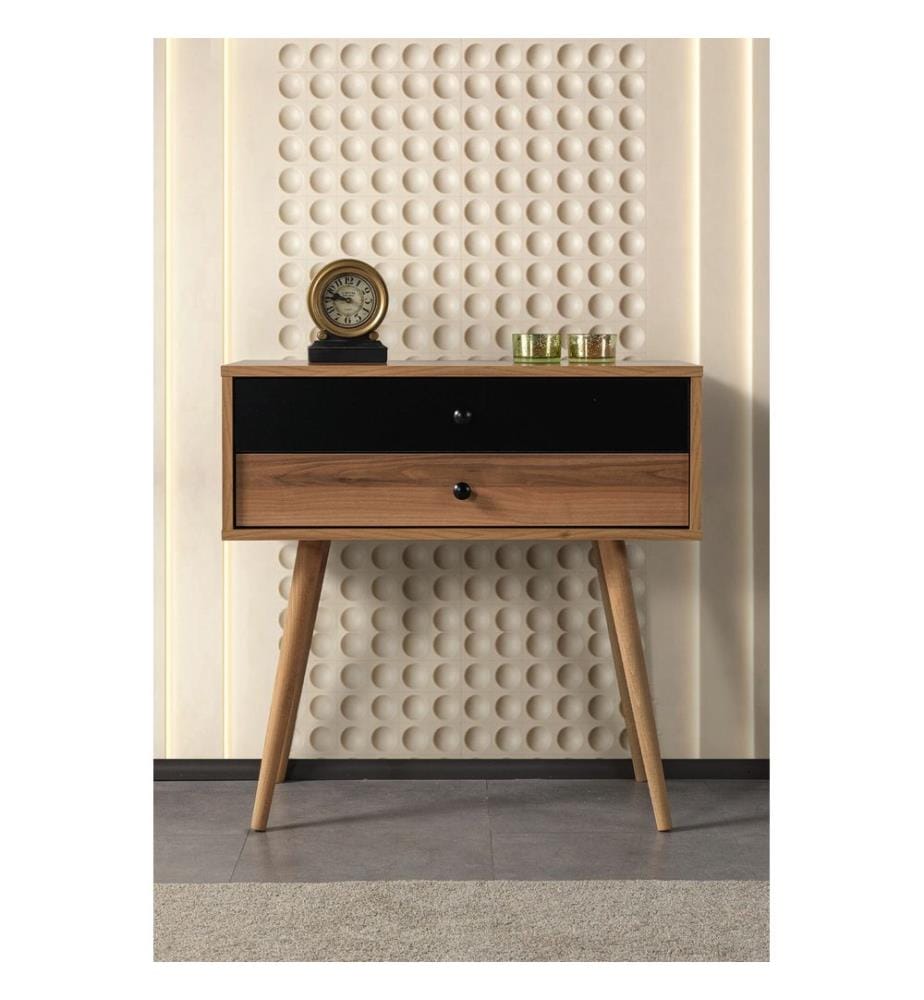 Commode, panneaux de particules 100 % mélaminés, noyer, noir