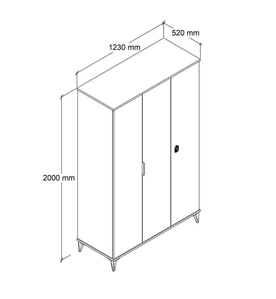 Kleiderschrank, 100 % melaminbeschichtete Spanplatte, Saphir-Eiche, Weiss