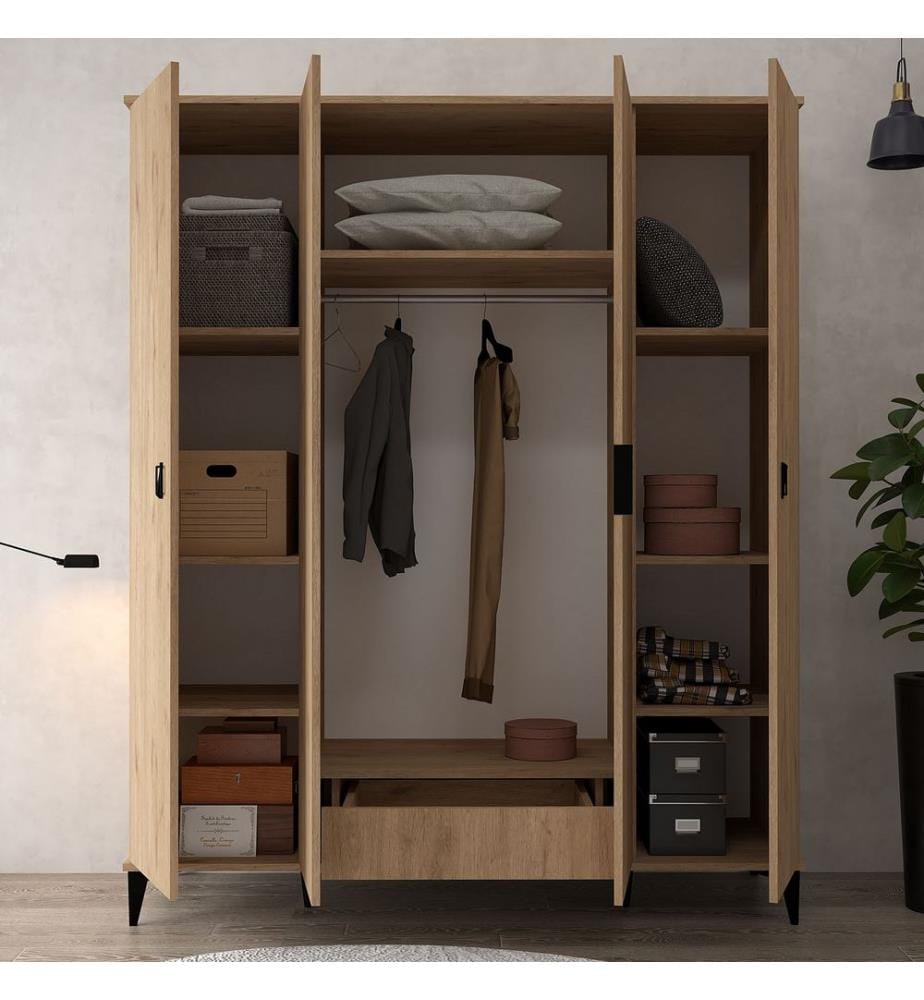 Armoire, panneaux de particules 100 % mélaminés, chêne saphir