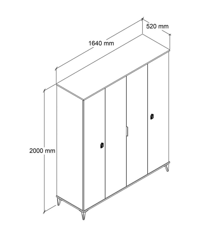 Kleiderschrank, 100 % melaminbeschichtete Spanplatte, Eiche, Weiss