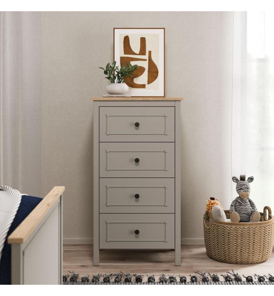 Commode, panneaux de particules mélaminés 100 %, gris, chêne