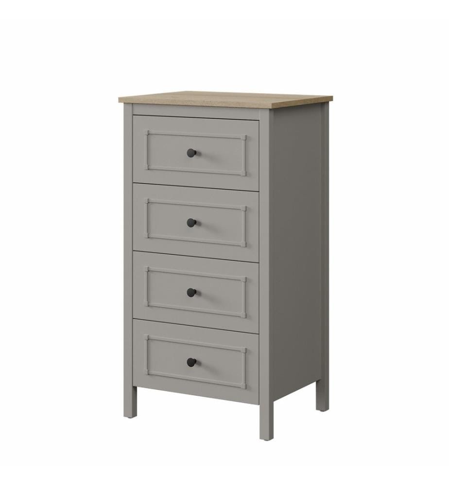 Commode, panneaux de particules mélaminés 100 %, gris, chêne
