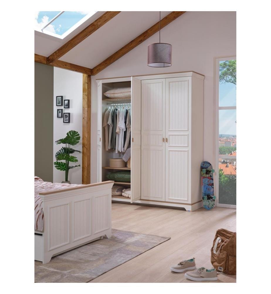Armoire, panneaux de particules mélaminés 100 %, crème, chêne