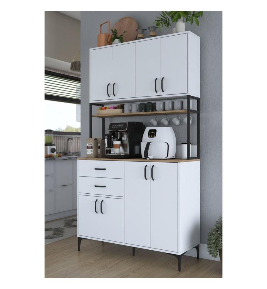Mehrzweckschrank, 100 % melaminbeschichtete E1-Qualitätsspanplatte, Weiss, Walnuss